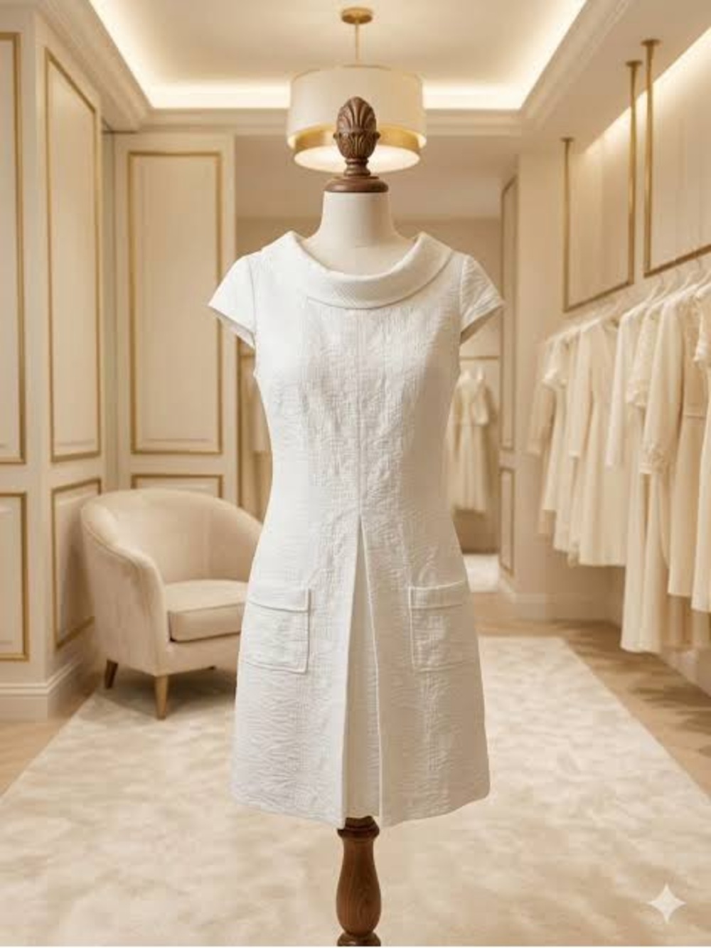 Etcetera Classic White Cap-Sleeve floral print Dress sz 10 euc